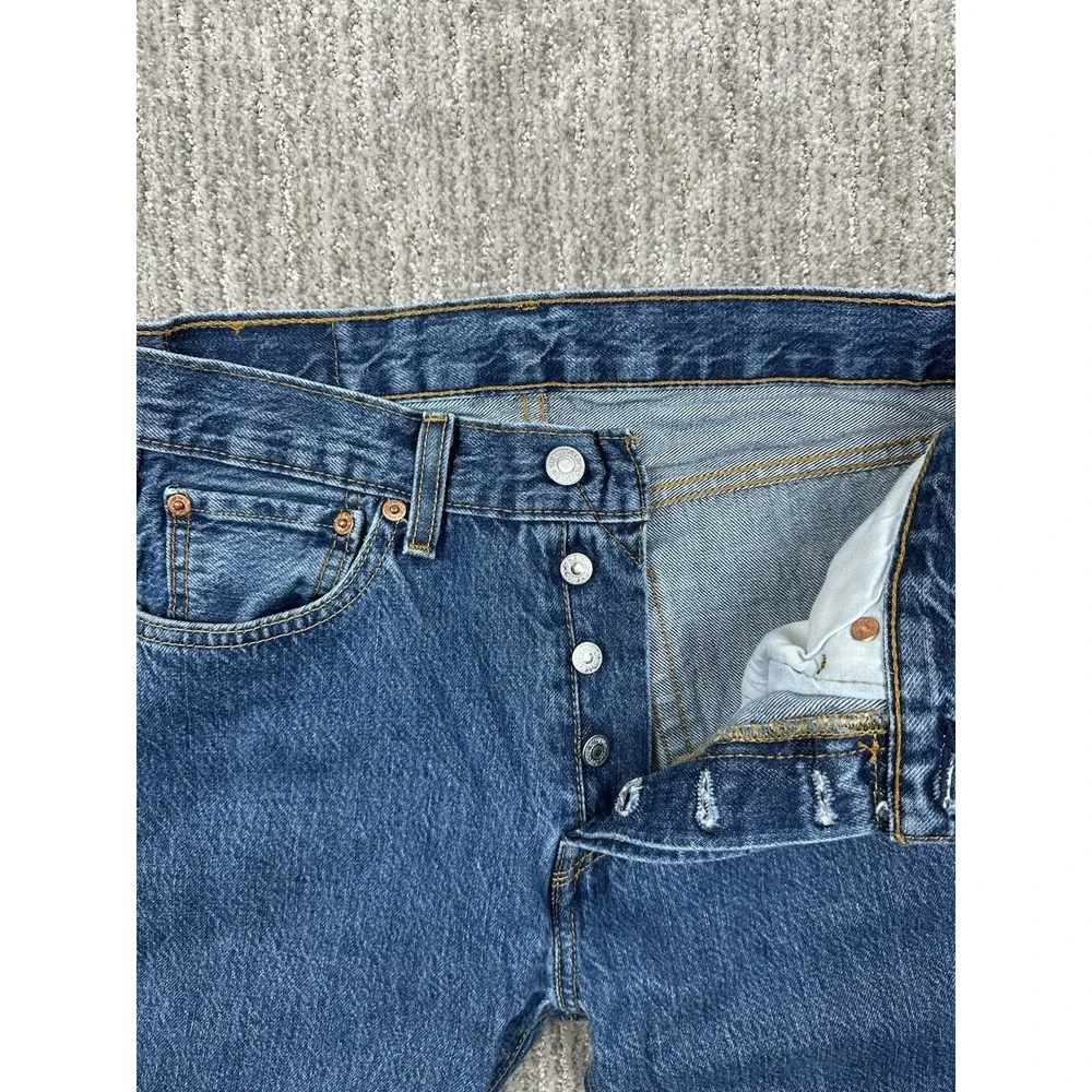 Levis 501 Jeans Mens 29x30 (fits 29x29) Blue Dark Wash Button Fly Straight Leg